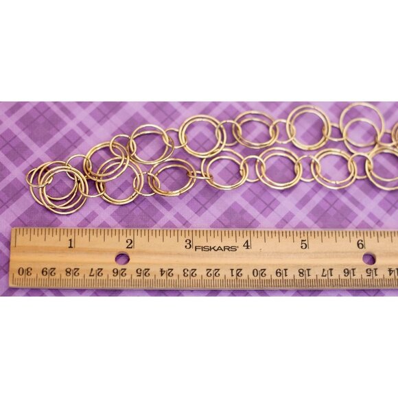 Vintage Galaxy Rings Gold Tone Necklace 30 inch - V14 - Picture 3 of 3